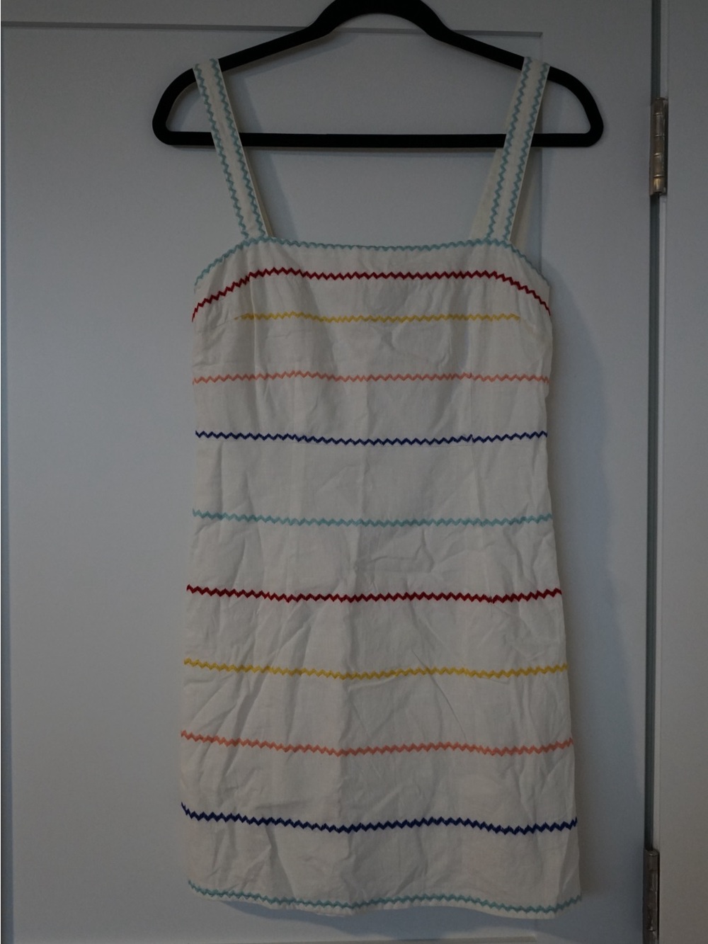 Forever 21 White Mini Dress with Multicolor Zigzag Stripes